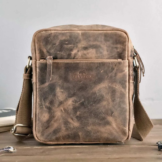 saszetka nerka Brązowa Saszetka Męska Na ramię Skóra Naturalna buffalo Vintage CB24