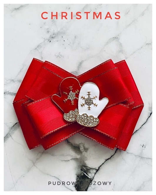 broszki Brosza z Rękawiczkami z kryształków Mikołajki Święta