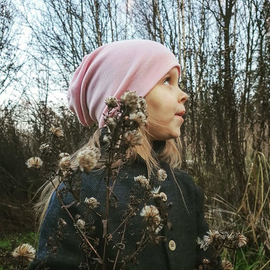 czapki dziecięce Ana Moroles, Czapka 100% merino, pudrowy róż