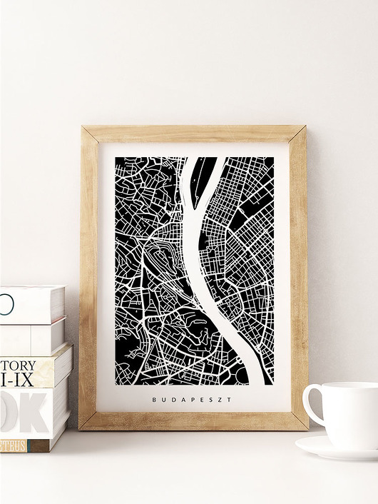 PLAKAT BUDAPESZT - A3 - MAPA MIASTA NA PREZENT PLAKATY GEOMETRYCZNE