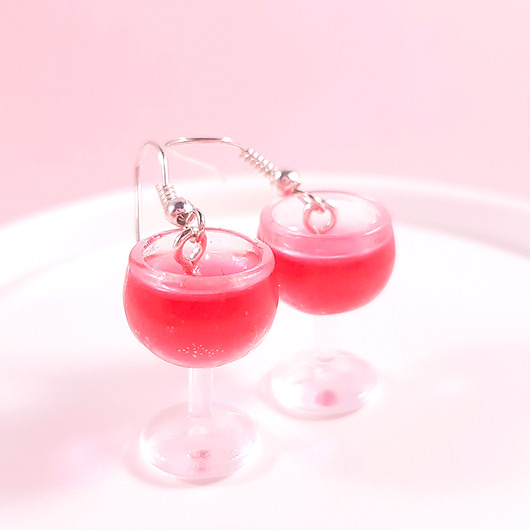 Różowe wino zabawne kolczyki Lemon Lovely
