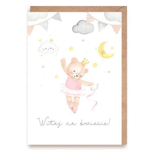 kartki okolicznościowe - wydruki Kartka na narodziny dziecka dla dziewczynki - "Witaj na świecie"