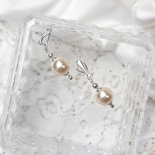 klipsy -ROMANTIC PEARLS - ekskluzywne klipsy srebro pozłacane i perły