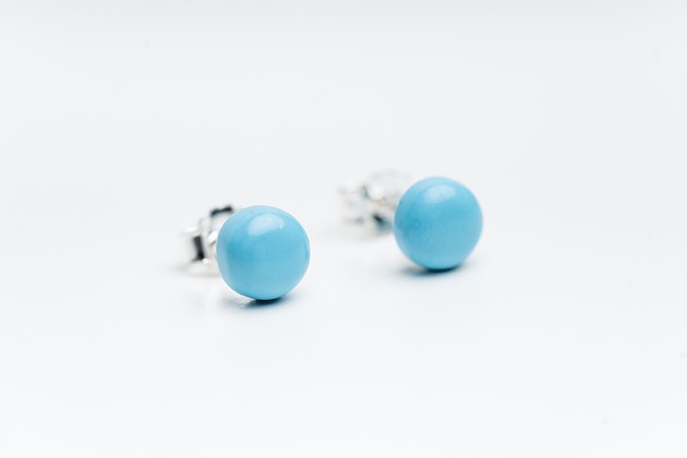 kolczyki z kamieniami Eleganckie Kolczyki Sztyfty z Larimaru, Srebro Próba 925, Larimar