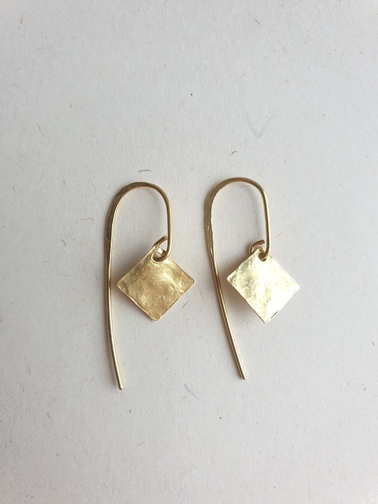 kolczyki z mosiądzu Kolczyki ZEN  kwadraty pojedyncze, mosiądz, rustykalne
