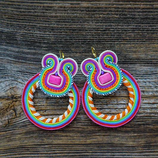kolczyki soutache Nubi- duże i kolorowe kolczyki soutache