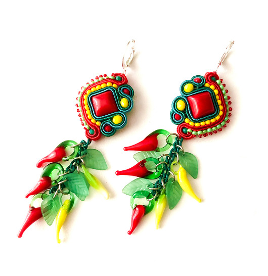 kolczyki soutache Sutaszowe kolczyki TIHANY z papryczkami