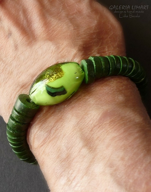 bransoletki z kamieni naturalnych Bransoletka boho kokos i szkło weneckie unikatowy prezent handmade