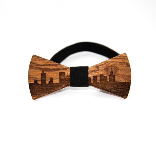 Muszka drewniana panorama Warszawy The Bow Bow Ties
