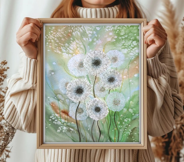 obrazy Oryginalna akwarela. Dmuchawce 40x50cm