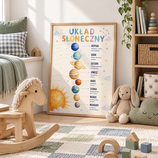obrazy i plakaty do pokoju dziecięcego Plakat edukacyjny UKŁAD SŁONECZNY dla chłopca