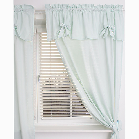 zasłony Zasłony miętowe z falbaną i kokardami