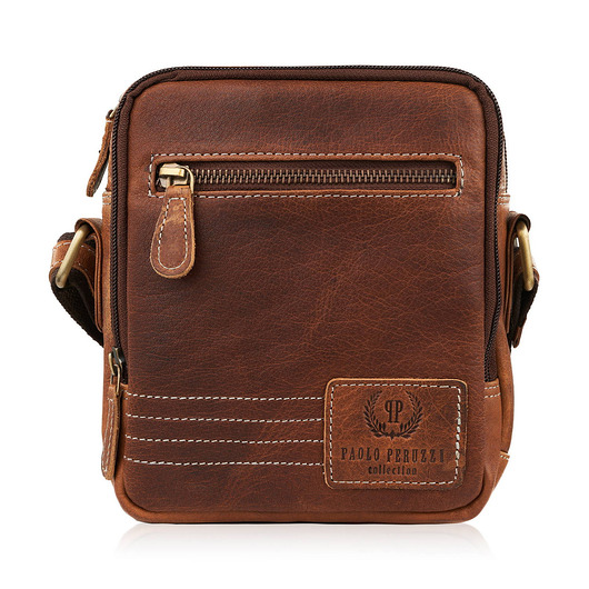 torby i nerki męskie SASZETKA MĘSKA SKÓRZANA NA RAMIĘ BRĄZOWA VINTAGE SI-35-BR