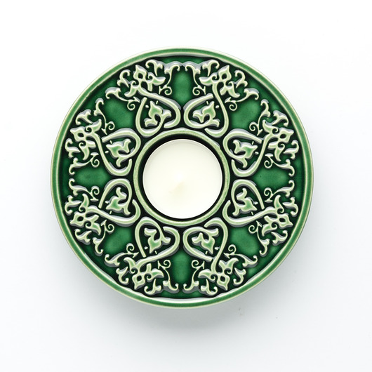 świeczniki i świece Lampion od serca w zieleni butelkowej