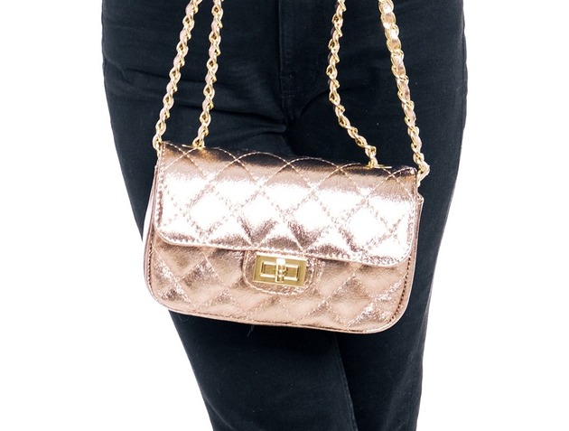 torby na ramię Torebka skórzana pikowana - złota (7026)