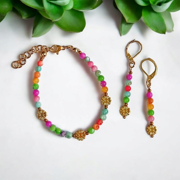 komplet biżuterii RAZEM TANIEJ : summer collection :: kolorowa muszla i kwiatuszki