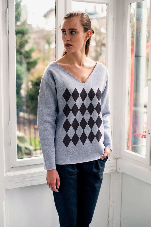 VELVET HARLEQUIN GREY Bluza Oversize GAU great as You