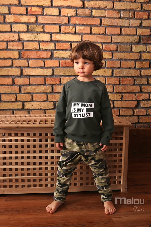 Bluza MY MOM IS MY STYLIST khaki MAIOU Kids