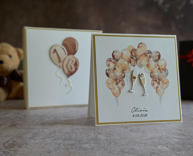 kartki scrapbooking Zestaw prezentowy na 18 urodziny / Kartka i pudełko BE HAPPY, BH 20G