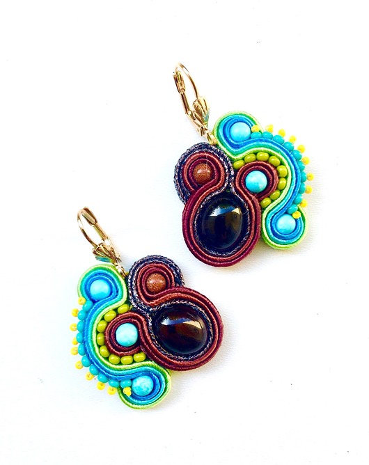 kolczyki soutache Sutaszowe kolczyki AMBER blue