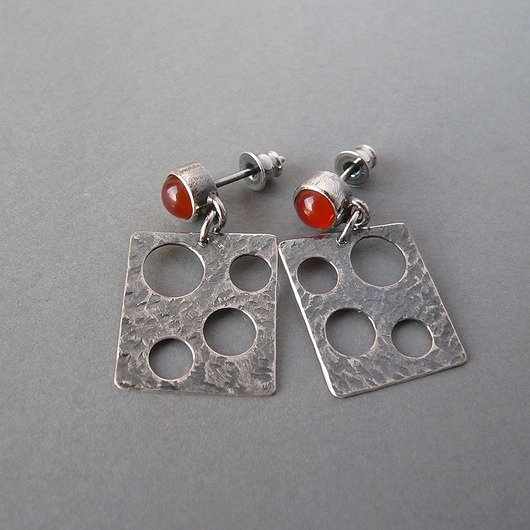 kolczyki srebrne -karneole -kolczyki srebrne-