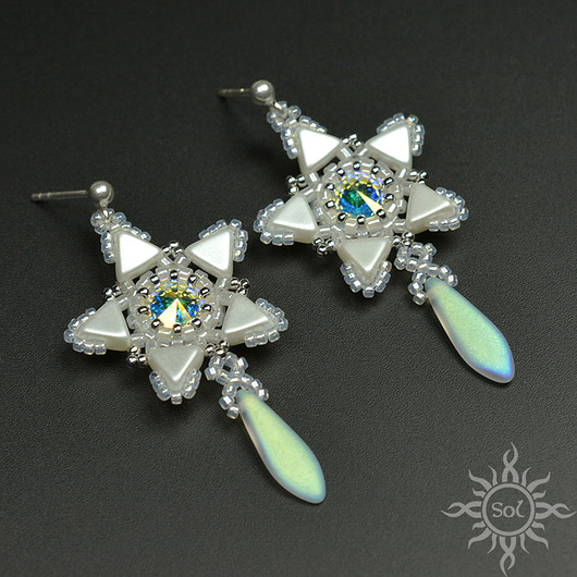 kolczyki swarovski Gwiazdy crystal AB, kolczyki z kryształami Swarovskiego, beading