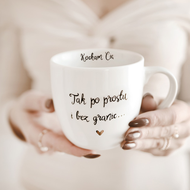kubki Kubek 300 ml - Kocham Cię Tak po prostu i bez granic... ZŁOTE SERCE