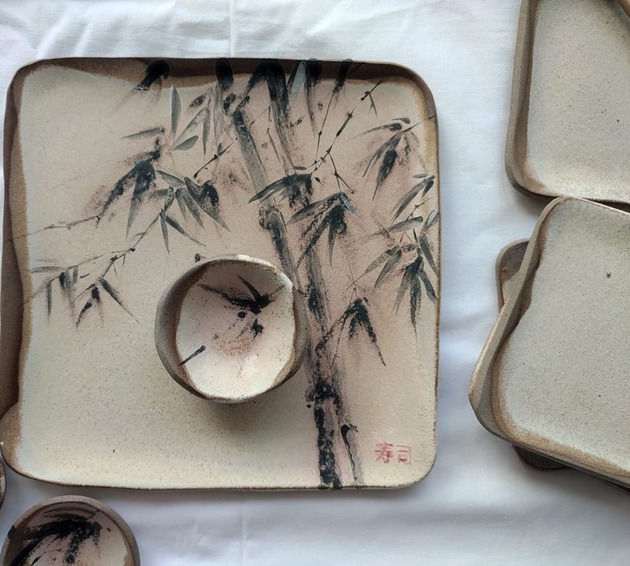 patery i talerze Zestaw do sushi dla 2 osób Bambusy