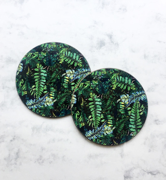 podkładki do kuchni Podkładki pod kubek- Listki paproci- Ilustracja