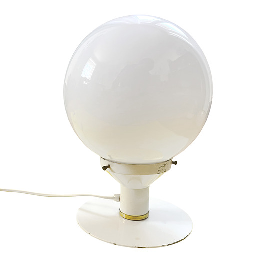 lampy stołowe Biała, kulista lampa stołowa space age, Polska lata 80.