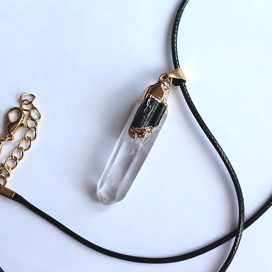 wisiory Ochronny: Kryształ górski + czarny turmalin