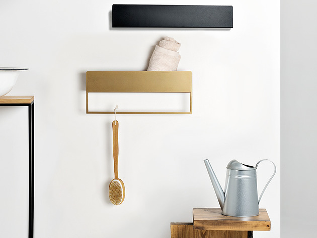 regały i półki Półka z wieszakiem LANDA RE-HANG 50/70/100 cm - złota