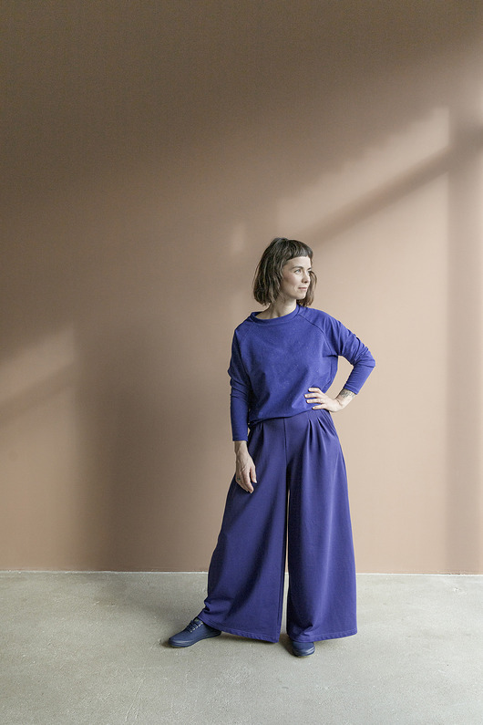 spodnie materiałowe damskie Damskie szerokie spodnie Fioletowe