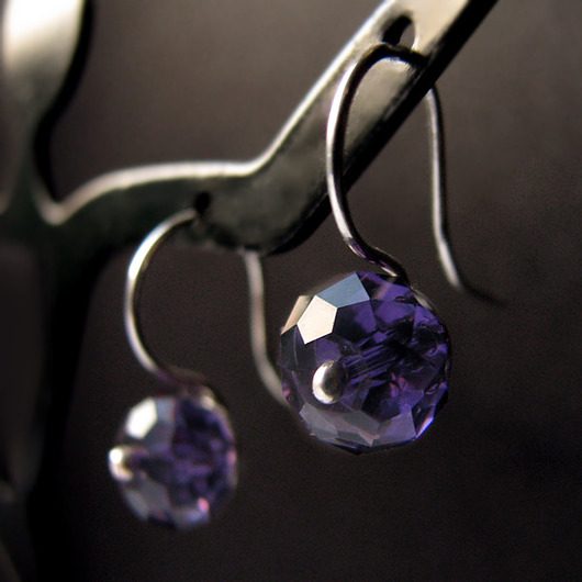 kolczyki swarovski Purple Velvet Rondelles kolczyki - kryształy Swarovski