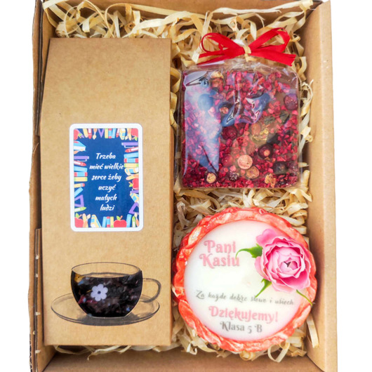 świeczniki i świece Prezent na dzień Nauczyciela zestaw czekolada box
