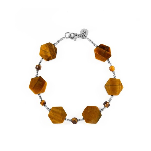 bransoletki z kamieni naturalnych Bransoletka o wyjątkowym kształcie Tygrysiego oka - Wersja Srebrna