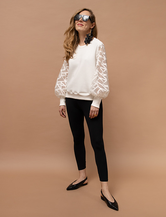 Bluza z przezroczystymi rękawami biała COCOON