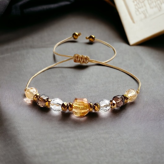 bransoletki z kamieni naturalnych DOBROBYT - amulet - cytryn,kwarc dymny,kryształ górski