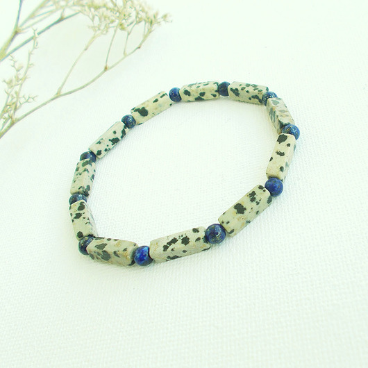 bransoletki z kamieni naturalnych Lapis lazuli i Dalmatyńczyk Bransoletka