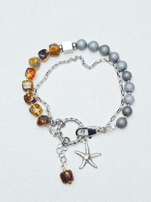 bransoletki z kamieni naturalnych Podwójna Bransoletka Modern Amber