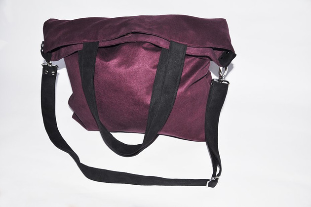 torby na ramię TORBA HOBO XXL - oberżyna, czarny