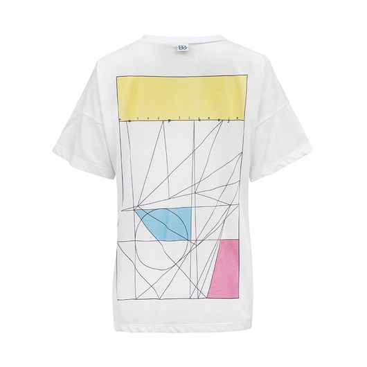 t-shirt damskie Biały T-shirt z geometryczną grafiką