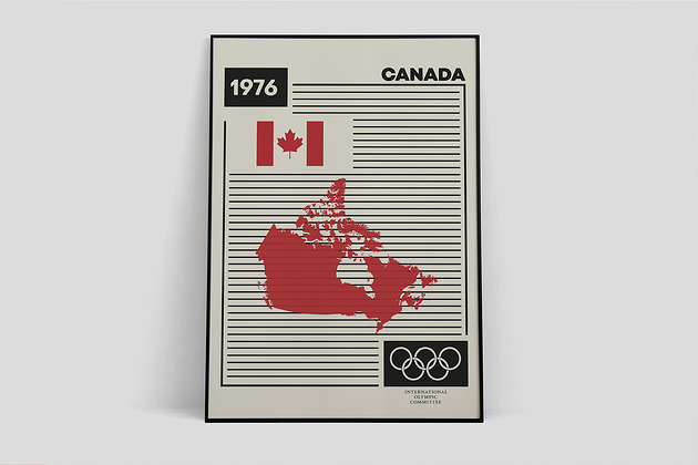 Montreal Kanada 1976, plakat olimpijski vintage Pas De LArt