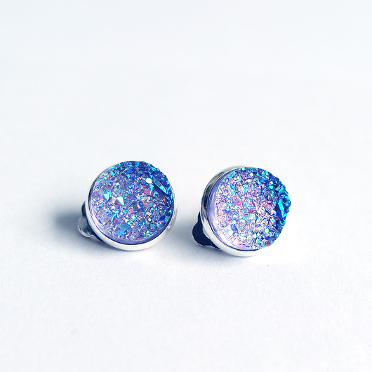 klipsy Klipsy - Druzy jasny fiolet - małe