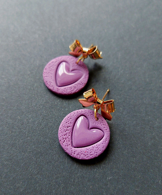 kolczyki z masy plastycznej Kolczyki mini serca no11