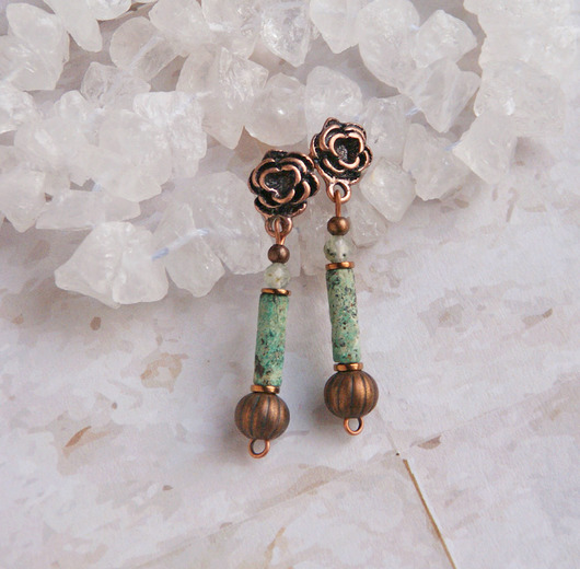 kolczyki z miedzi TURKUS w miedzi - kolczyki - róże