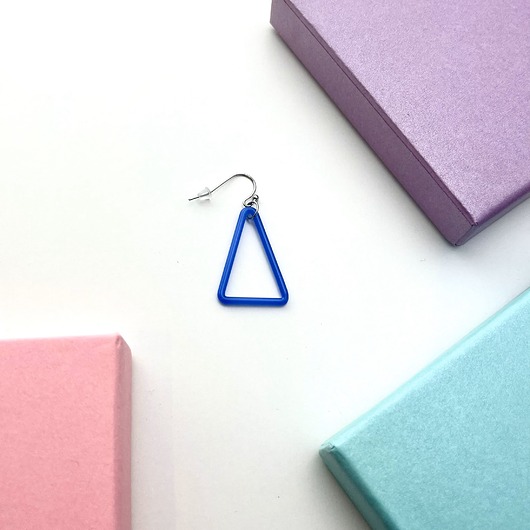 kolczyki szklane Kolczyk TRI - niebieski trójkąt ze szkła