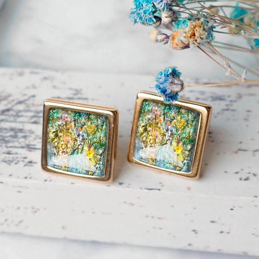 kolczyki z żywicy "AQUARELLE" kolczyki na sztyftach  stal i żywica