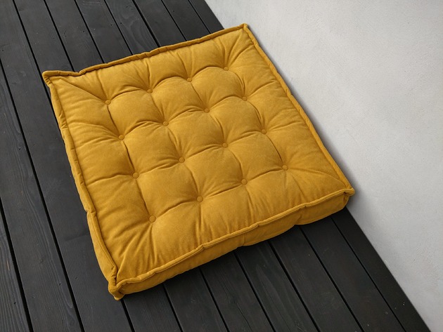 pufy do siedzenia Materac francuski Siedzisko futon Poducha Pikowana kolor Musztarda