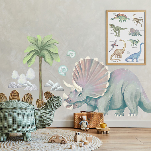 naklejki ścienne do pokoju dziecka DINOZAUR  TRICERATOPS - naklejka na ścianę
